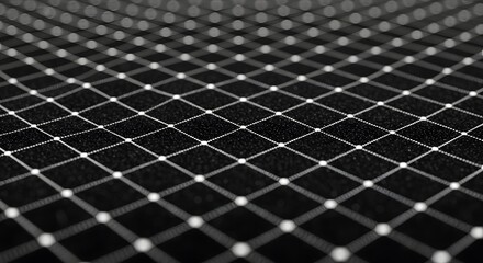 Abstract black surface with white dots arranged in a grid pattern, offering depth and pattern