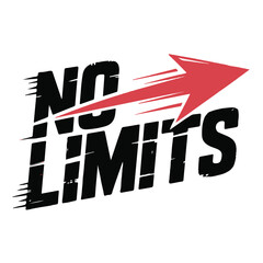 No Limits Vector: Bold Motivational Typography with Upward Arrow for Ambition & Progress
