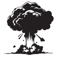 Mushroom Cloud Explosion Vector: Dramatic Black & White Blast Illustration