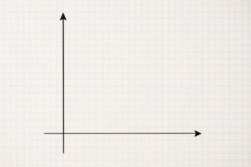 Cartesian coordinate system with black arrows on graph paper background, ideal for science or math education mockups or abstract templates. Ai generative