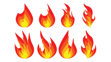Collection of Stylized Fire Flames Graphic Design Elements