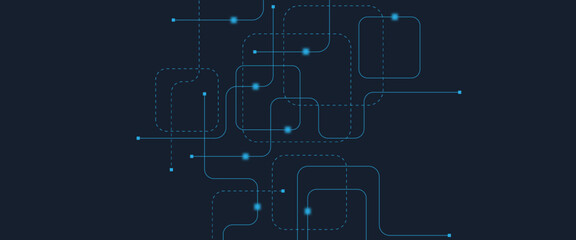 Abstract digital AI circuit board background with tech icons. Digital technology motherboard texture design. Engineering circuit board concept for poster, header, banner, website, presentation