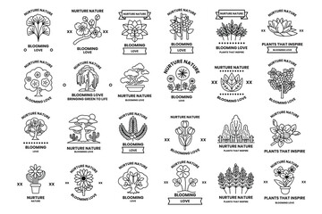 A collection of nature-themed logos and designs