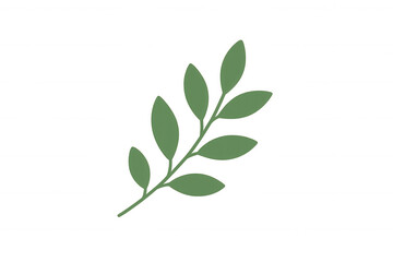 Green leaf sprig vector illustration with small leaves, symbolizing nature, growth, and organic concepts on transparent background