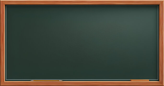 Green chalkboard with chalk for classroom writing