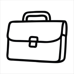 Hand-Drawn Doodle Icon of a Business Briefcase or Suitcase for Work and Professional Use
