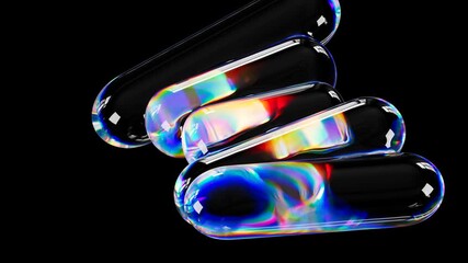 Abstract glass 3d shape rotate on a black background. Seamless looping video. 4k abstract motion graphics dynamic futuristic design