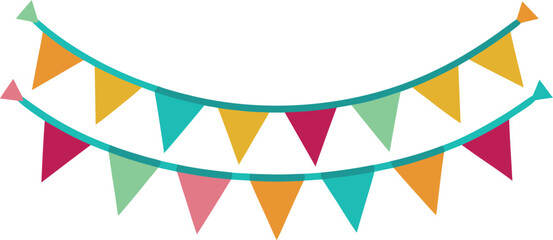 Obraz premium Vector art of festive party bunting, ideal for birthdays and special events, bringing a cheerful and vibrant atmosphere