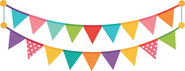 Vector art of festive party bunting, ideal for birthdays and special events, bringing a cheerful and vibrant atmosphere