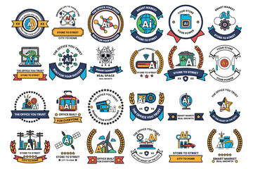 A collection of badges with a variety of designs and themes