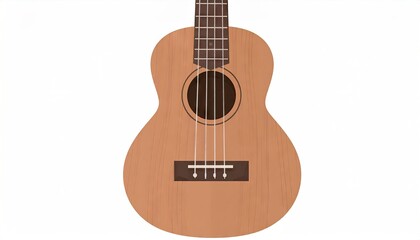 Obraz premium Close-up of a Brown Ukulele with Strings and Fretboard.