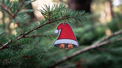Christmas tree with santa hat ornament holiday decorations