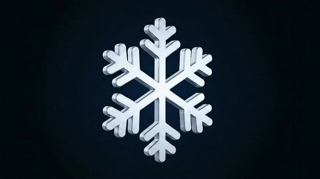 Silver Snowflake Ornament Revolving on Dark Blue Textured Background for Winter Holiday Celebrations and Decorative Seasonal Elements