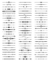 Set Black Simple Line Collection Doodle Border Elements Vector Design Style Sketch Isolated Illustration For Banner