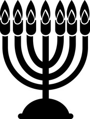 Hanukkah Menorah Candle Icon, Jewish Festival of Lights Symbo, Vector Illustration