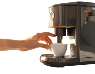  Preparing Morning Coffee with Capsule Coffee Machine transparent background.