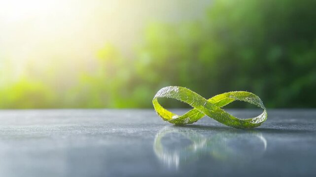 Eternal Life: A meticulously crafted infinity symbol fashioned from verdant leaves, symbolizing the boundless, interwoven with the concept of natural renewal.