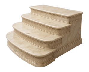 Ornate marble steps enhance the elegance of a luxury villa entrance.