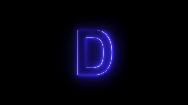 Blue Neon Letter D on Black Background Stylized Blue Neon Letter D for Design Projects Neon Letter D Animation.