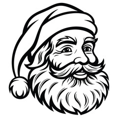 A black silhouette of a Santa face icon