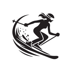 skier vector silhouette clip art logo design illustration