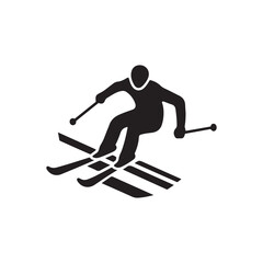 skier vector silhouette clip art logo design illustration