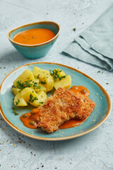 Breaded smoked tofu with capers