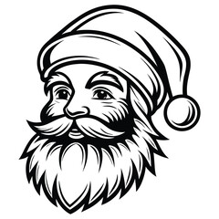 A black silhouette of a Santa face icon