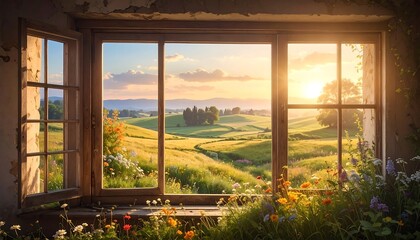 Window to Serenity - A Landscape View at Sunset.