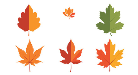 Obraz premium Collection of colorful autumn leaves in flat design.