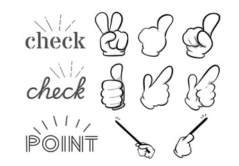 ハンドサイン素材｜文字と手のセット