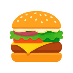 Delicious Burger Vector Illustration, Tasty Fast Food