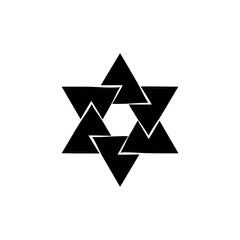 Fototapeta premium Modern abstract geometric six-pointed star symbol made of interconnected triangles, minimalist black and white design element
