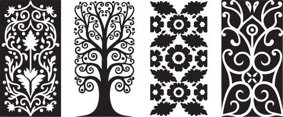 Floral Tree Silhouette Bundle