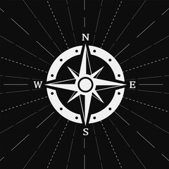 Map directions vintage compass. Ancient marine wind measure vector icons isolated. Navigation compass for ocean or marine retro cartography, boat or ship