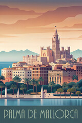 Palma de mallorca skyline minimalist style