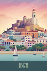 Ibiza skyline minimalist style 