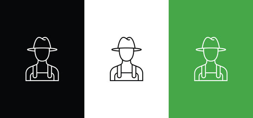farmer icon vector from profession avatar collection. Thin line farmer outline icon vector illustration. Linear symbol for use on web and mobile apps, logo, print media
