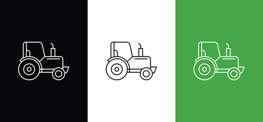 Tractor truck icon. Farm tractor outline and filled vector sign.