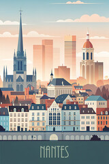 Nantes skyline minimalist style