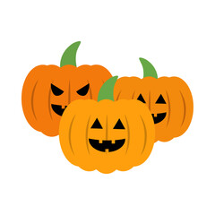 Halloween pumpkins. Holiday celebration, party, october, horror, trick or treat concepts. Flat decorative vector design isolated illustration.	