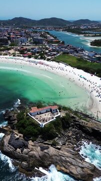 Forte de S&atilde;o Mateus, Cabo Frio. Caribbean beach in Brazil. Vertical