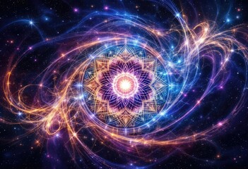 Fototapeta premium Cosmic mandala swirling in vibrant nebula