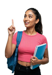Young Indian College Student with Backpack – Transparent Background PNG