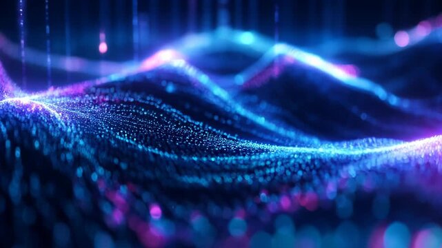 Blue purple interwoven light effect waveform image