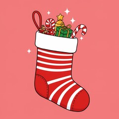 Christmas Stocking with Gifts Vector, christmas socks
