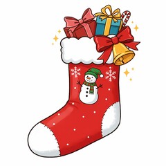 Festive Christmas Stocking with Gifts, christmas socks
