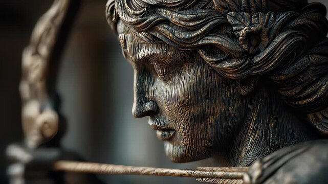 Bronze Statue of Artemis, Greek Goddess of the Hunt, Archery, Wilderness, Moon, Close-Up Profile, Antique Sculpture
