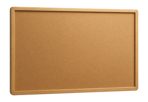 A spacious cork bulletin board for posting notices and memos in a shared workspace.