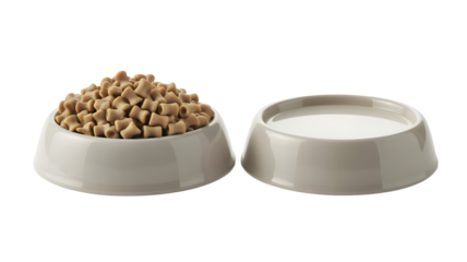 Nourishing pet food and water bowls in modern design for happy dogs and cats daily wellbeing and health
